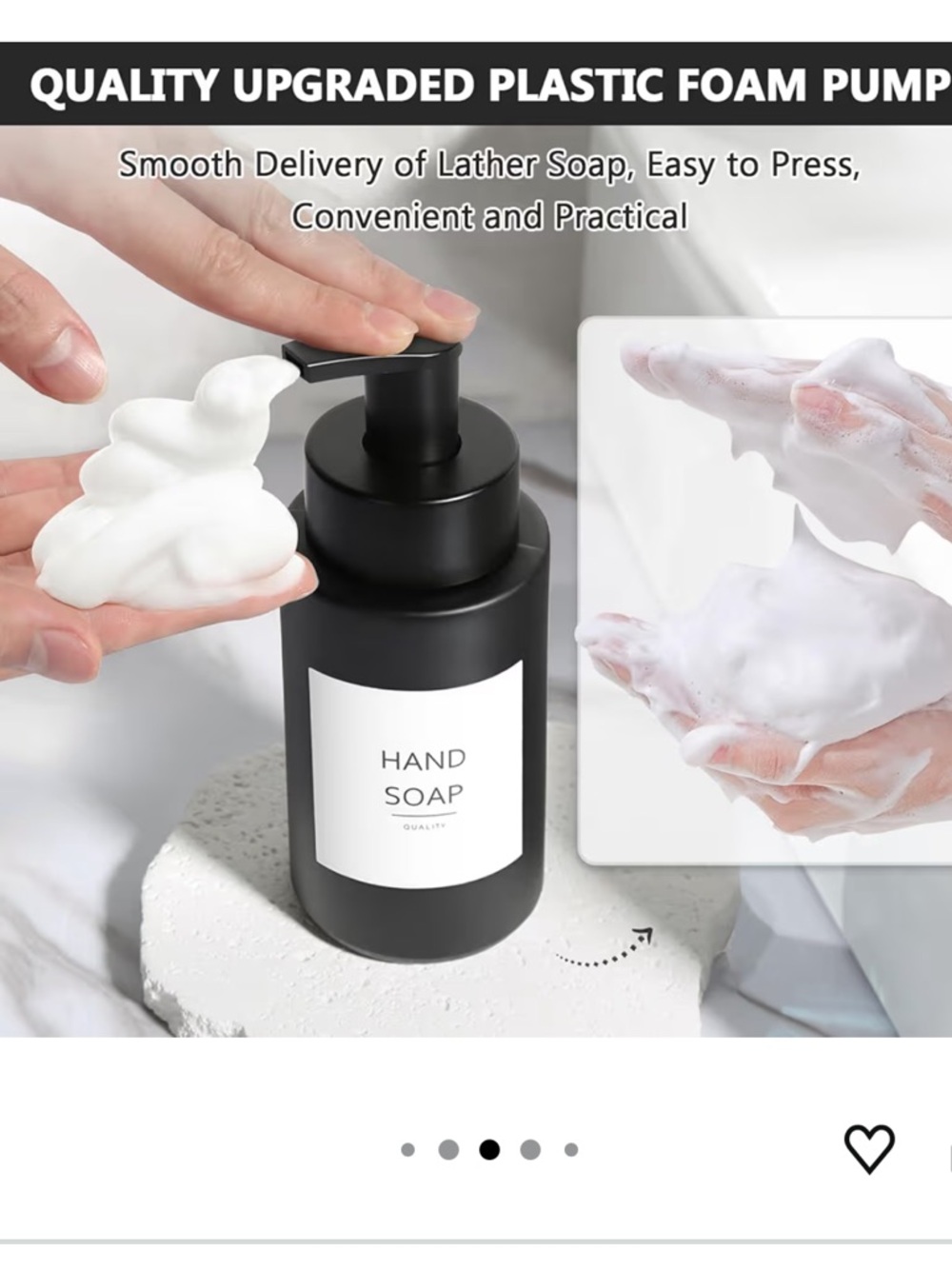 Matte Black Foaming Soap Dispenser Set of TWO 10 oz/300ml Waterproof Labels - Picture 6 of 8